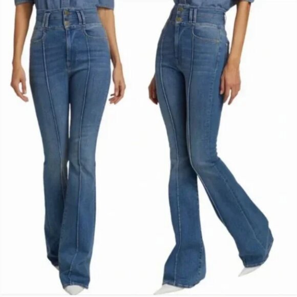 Frame Le Caroux Center Seam High Waist Flare in Ashton Wash Jeans Size 30 - Picture 1 of 8